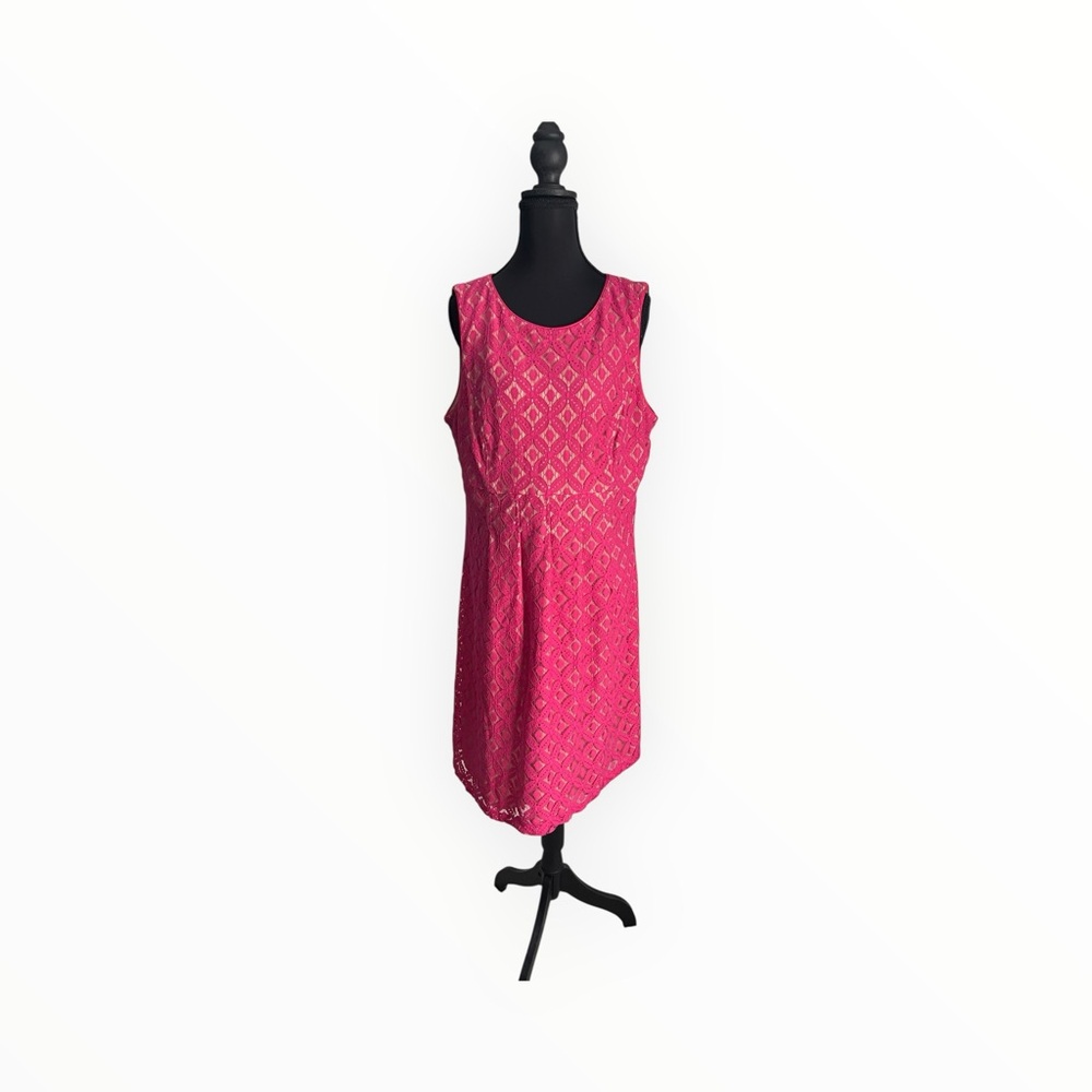 Coldwater Creek Fuchsia Lace Blouse - Hot Pink Shift Dress Size 16 Sleeveless